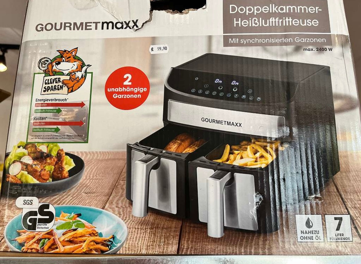 Gourmetmaxx Doppelkammer Heisluftfriteuse